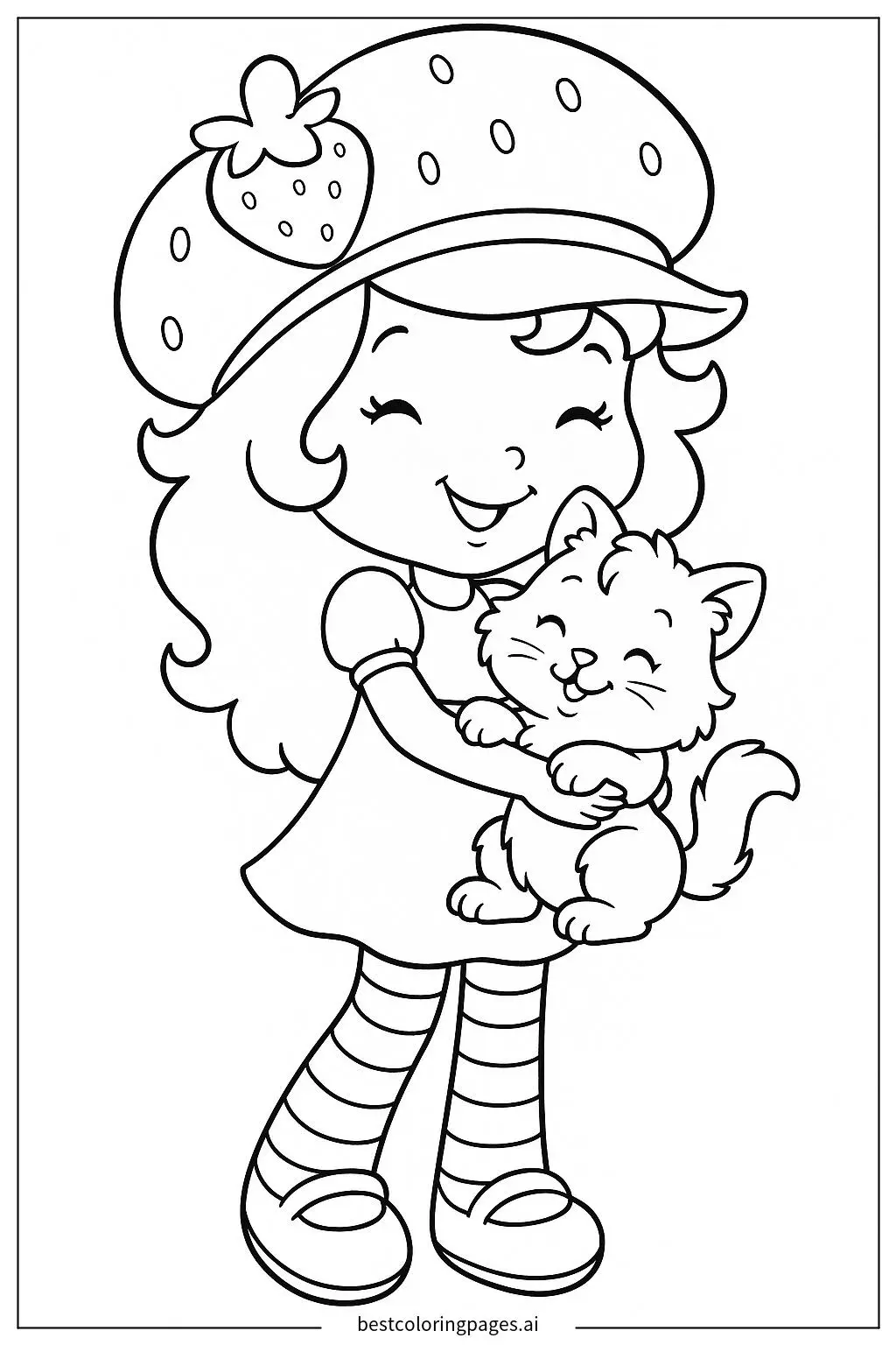 Strawberry Shortcake and Her Cat Custard Coloring Page
