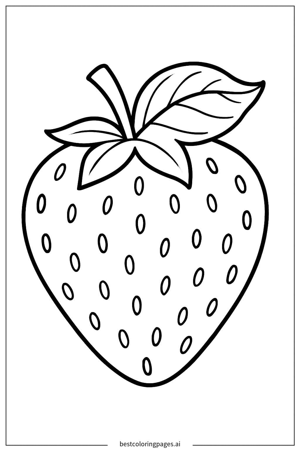 Strawberry with Leaf Coloring Page