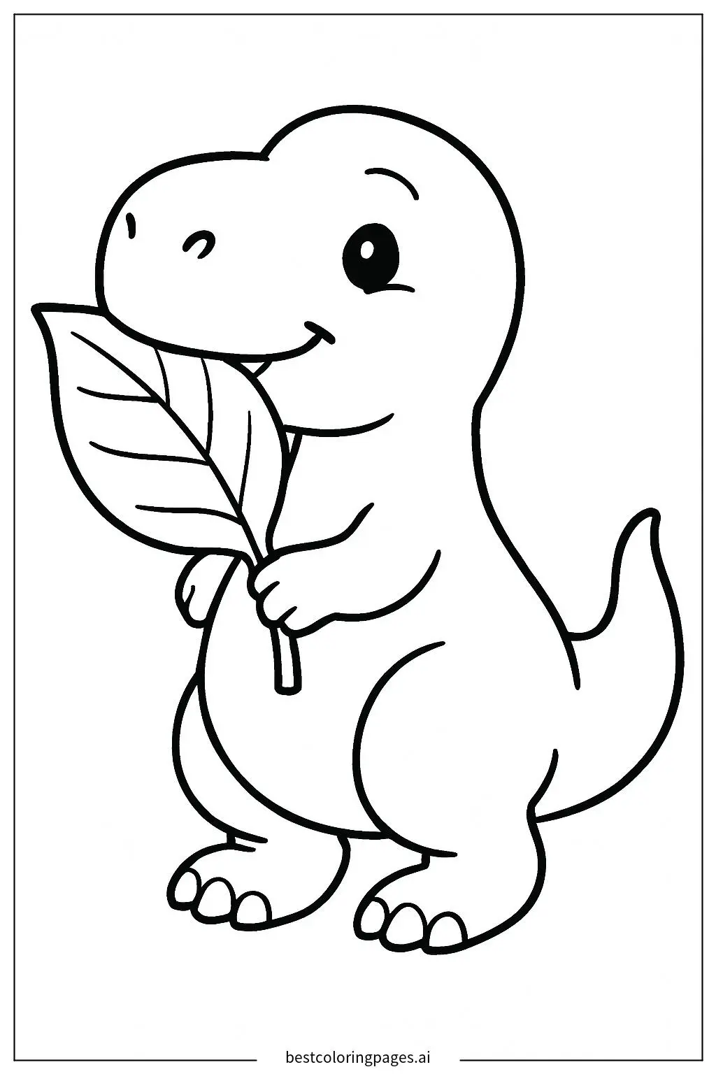 Adorable T-Rex Holding a Leaf