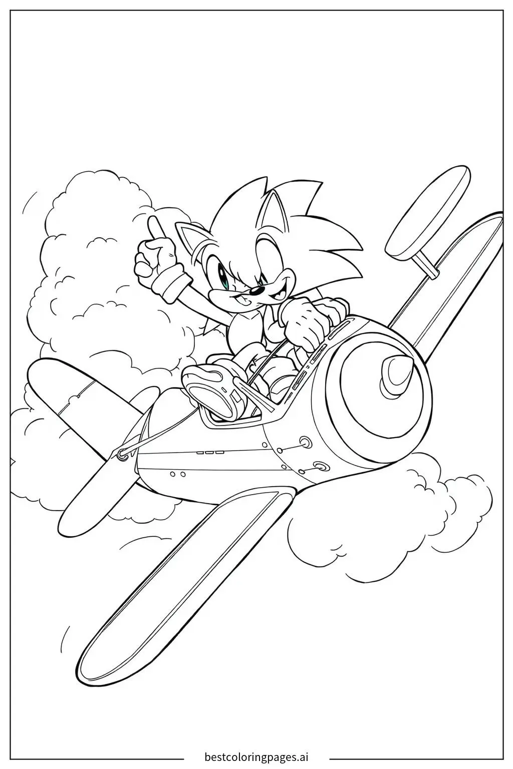 Tails and Sonic Flying a Biplane Together