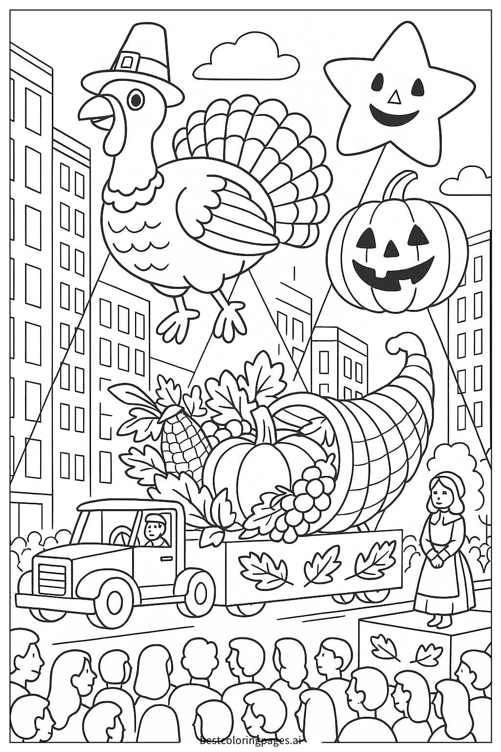 Thanksgiving Parade Extravaganza with Floats and Balloons
