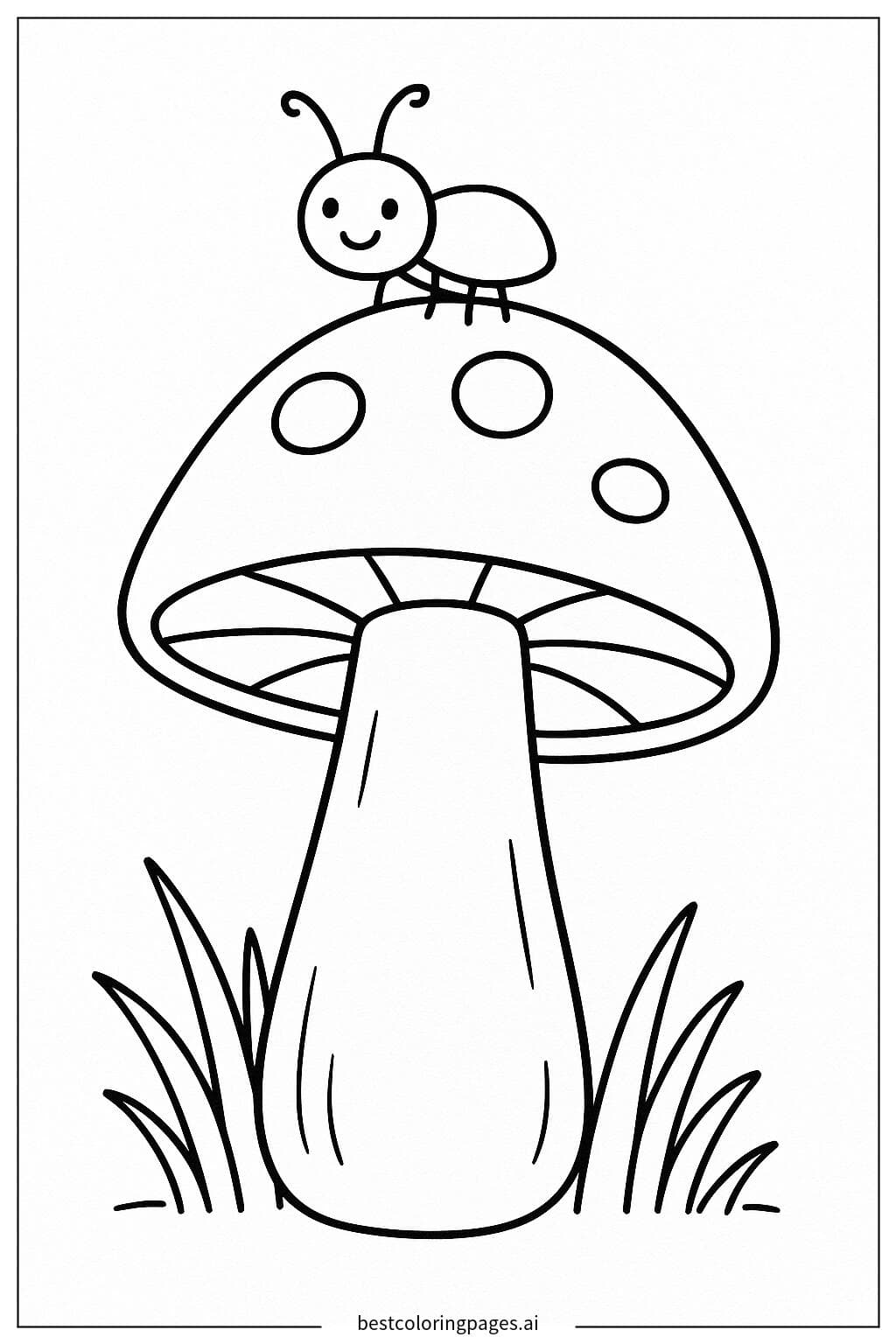 Tiny Insect Resting on a Mushroom