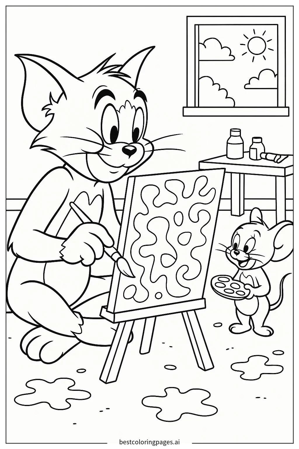 Tom Painting While Jerry Watches