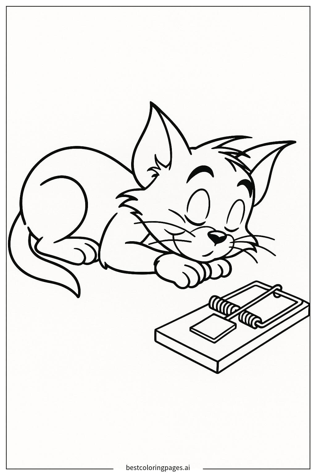 Tom Sleeping Next to a Mouse Trap