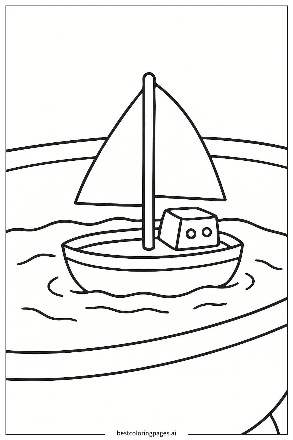 Toy Boat Floating in the Bathtub Coloring Page