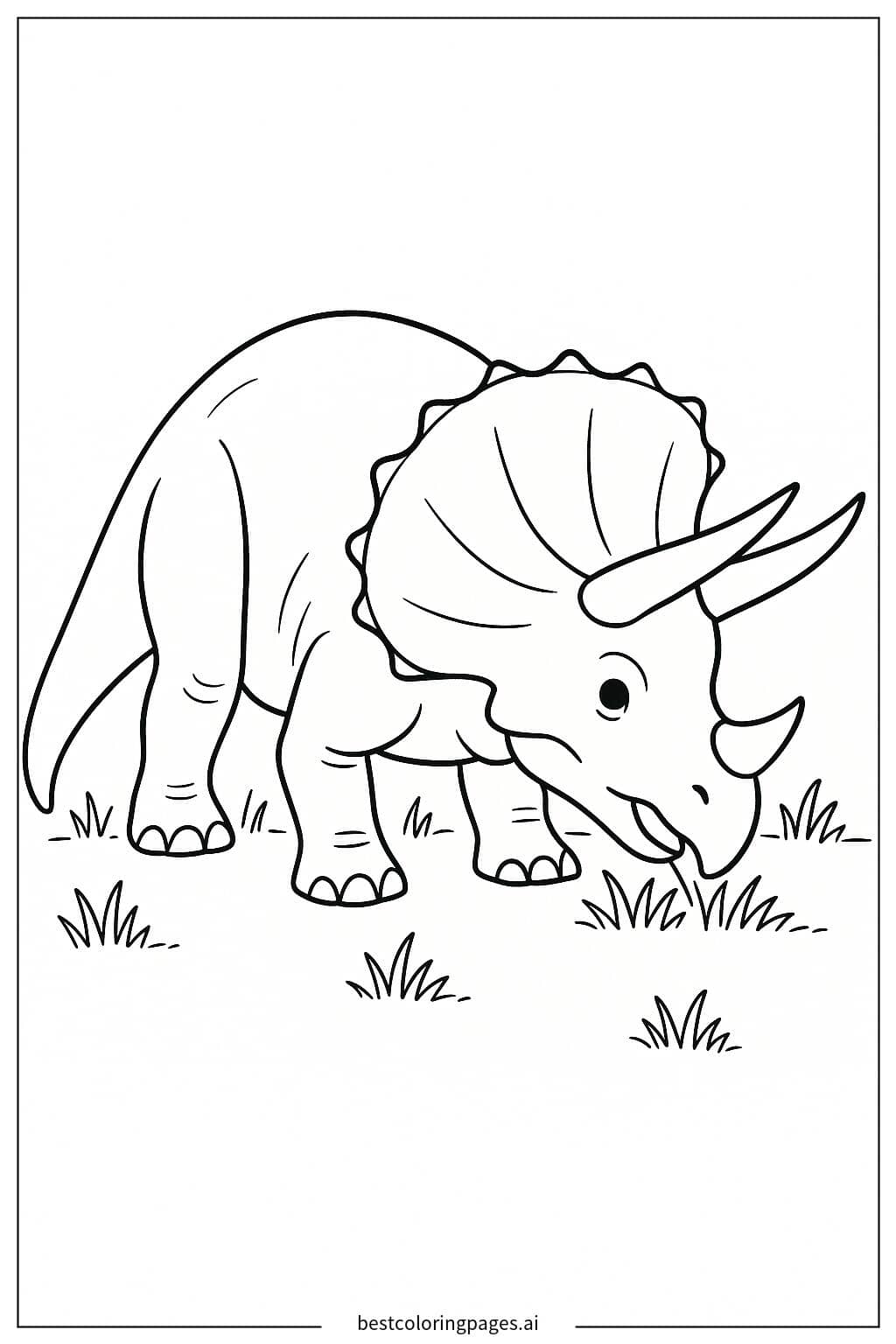 Triceratops Grazing Coloring Page