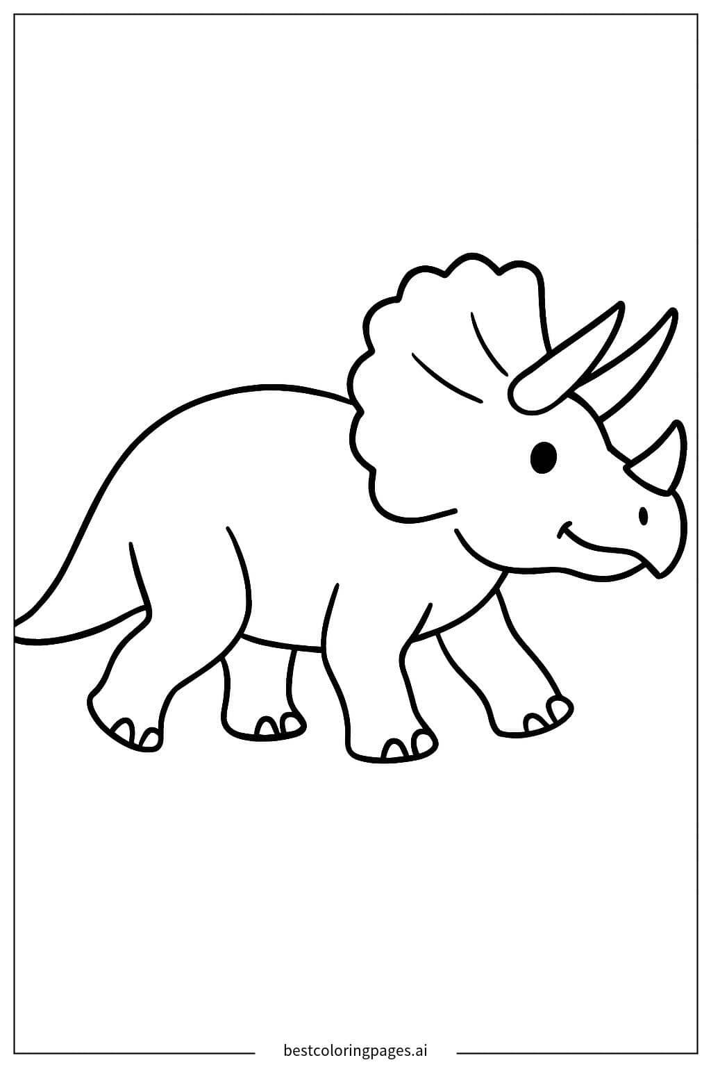 Triceratops Walking Coloring Page