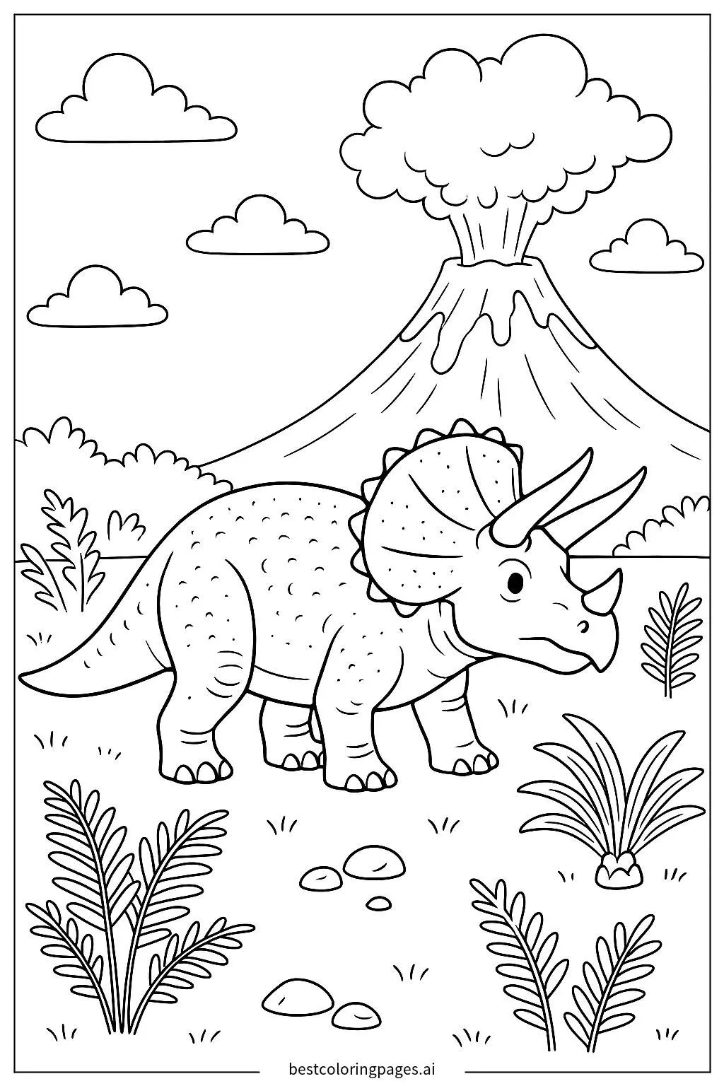 Triceratops and a Volcano Adventure