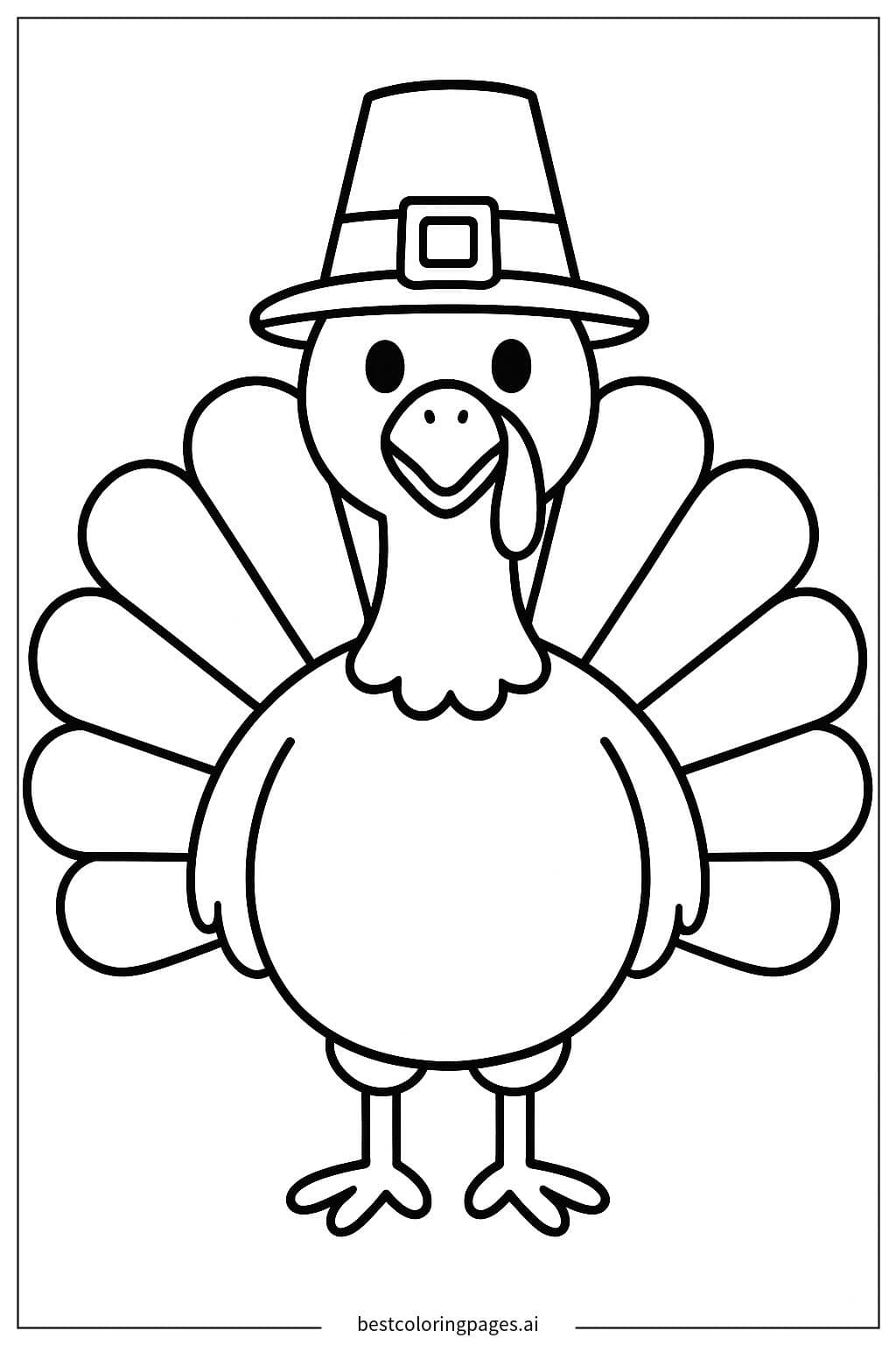 Turkey Wearing a Pilgrim Hat for Thanksgiving