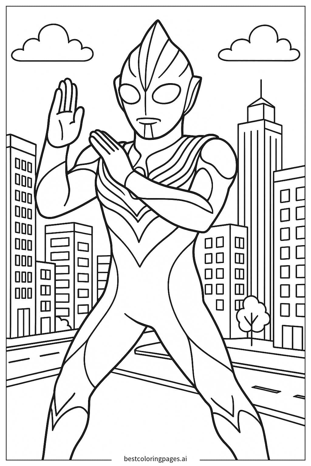 Ultraman Tiga Protecting the City