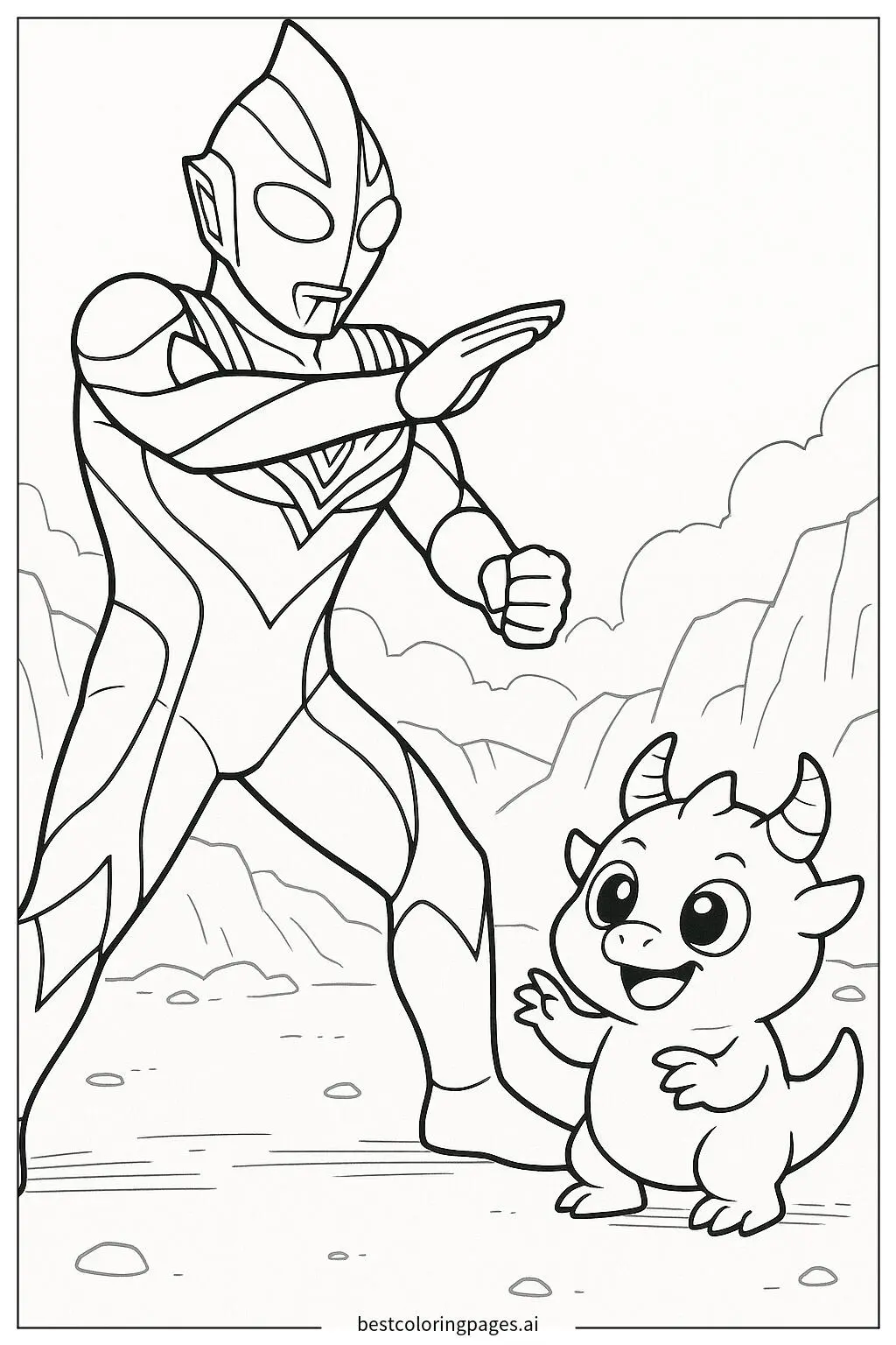 Ultraman Tiga Battling a Playful Monster