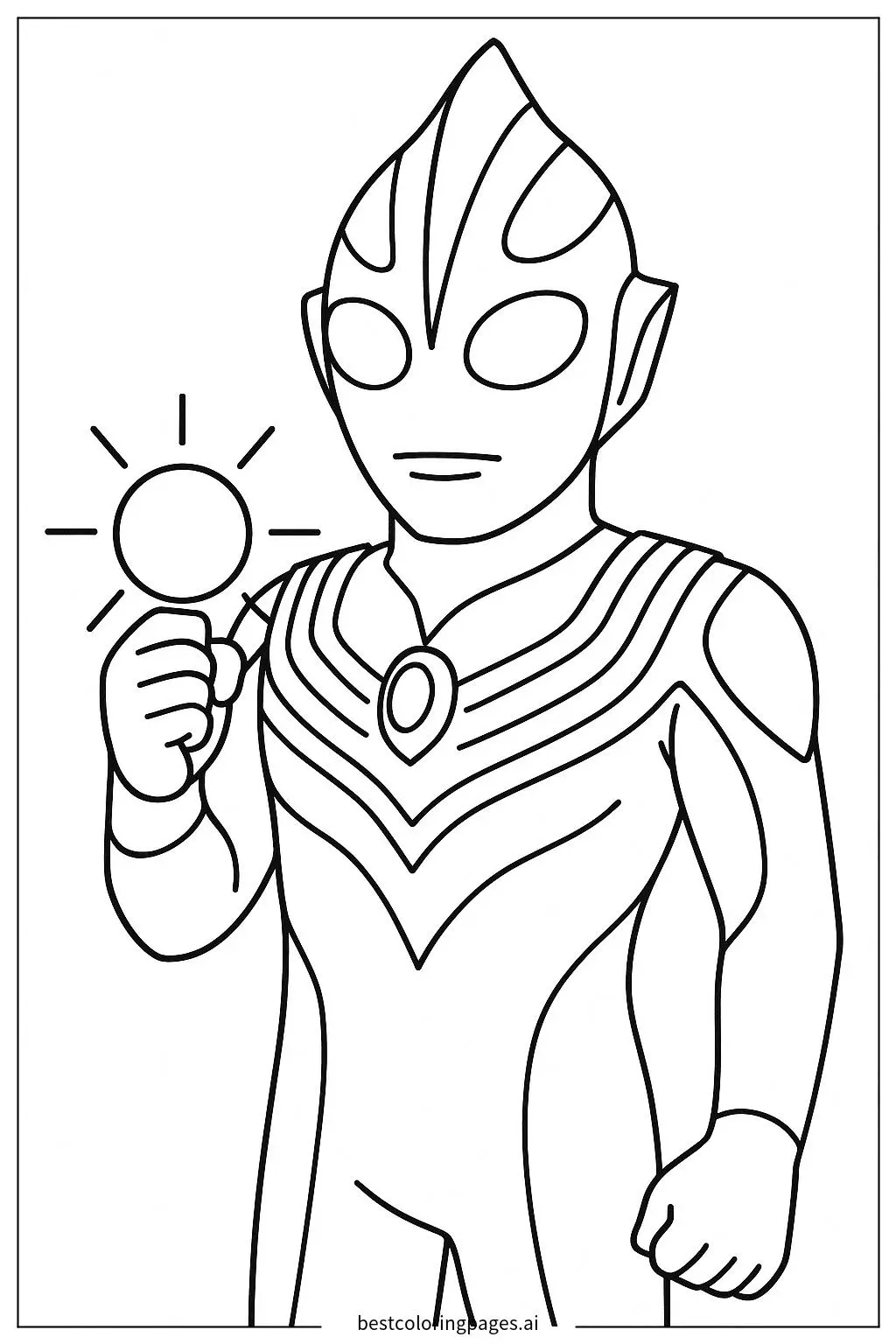 Ultraman Tiga Holding a Glowing Sphere
