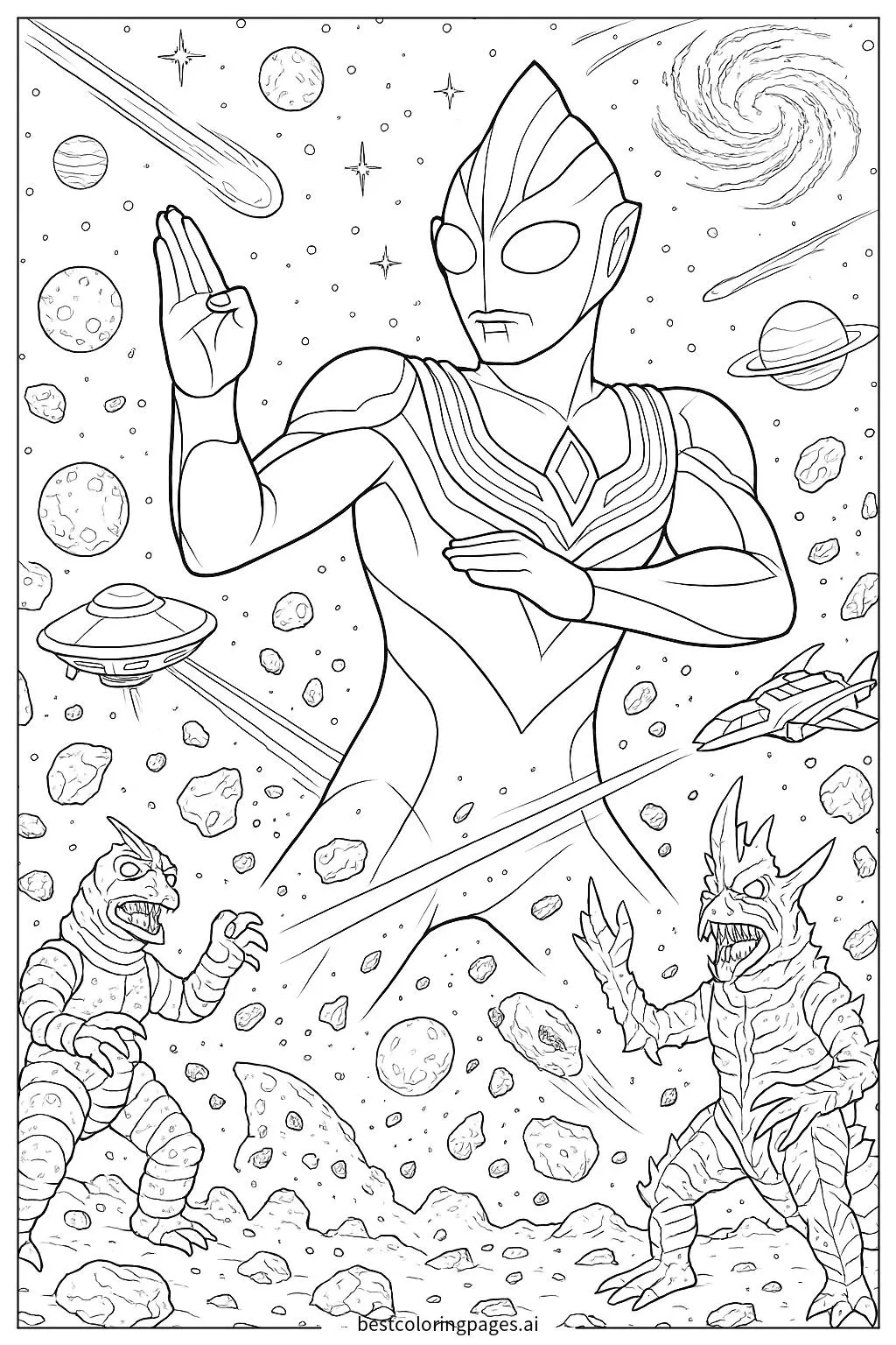 Ultraman Tiga in Space Battle