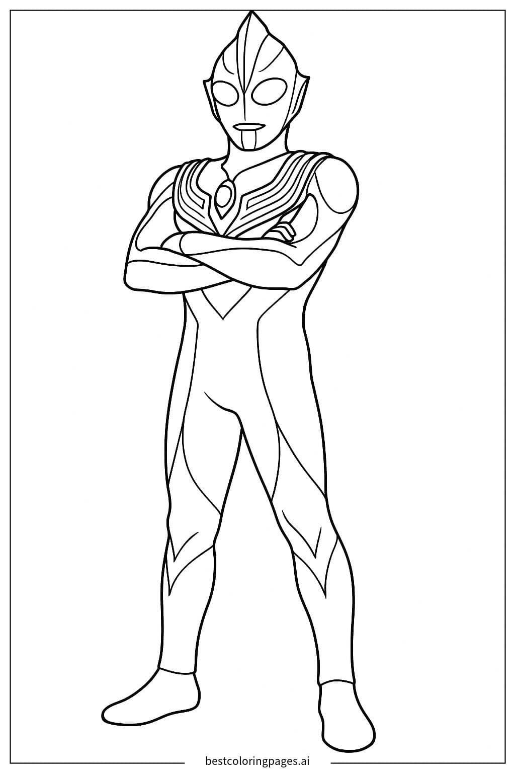 Ultraman Tiga Standing Confidently with Arms Crossed