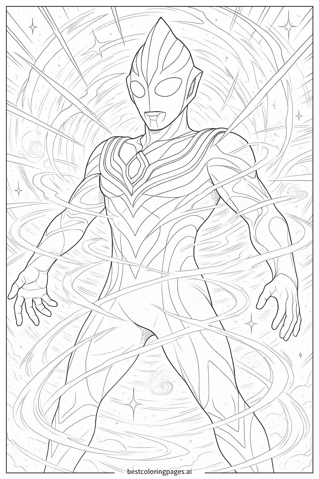 Ultraman Tiga Transforming with Cosmic Light Effects