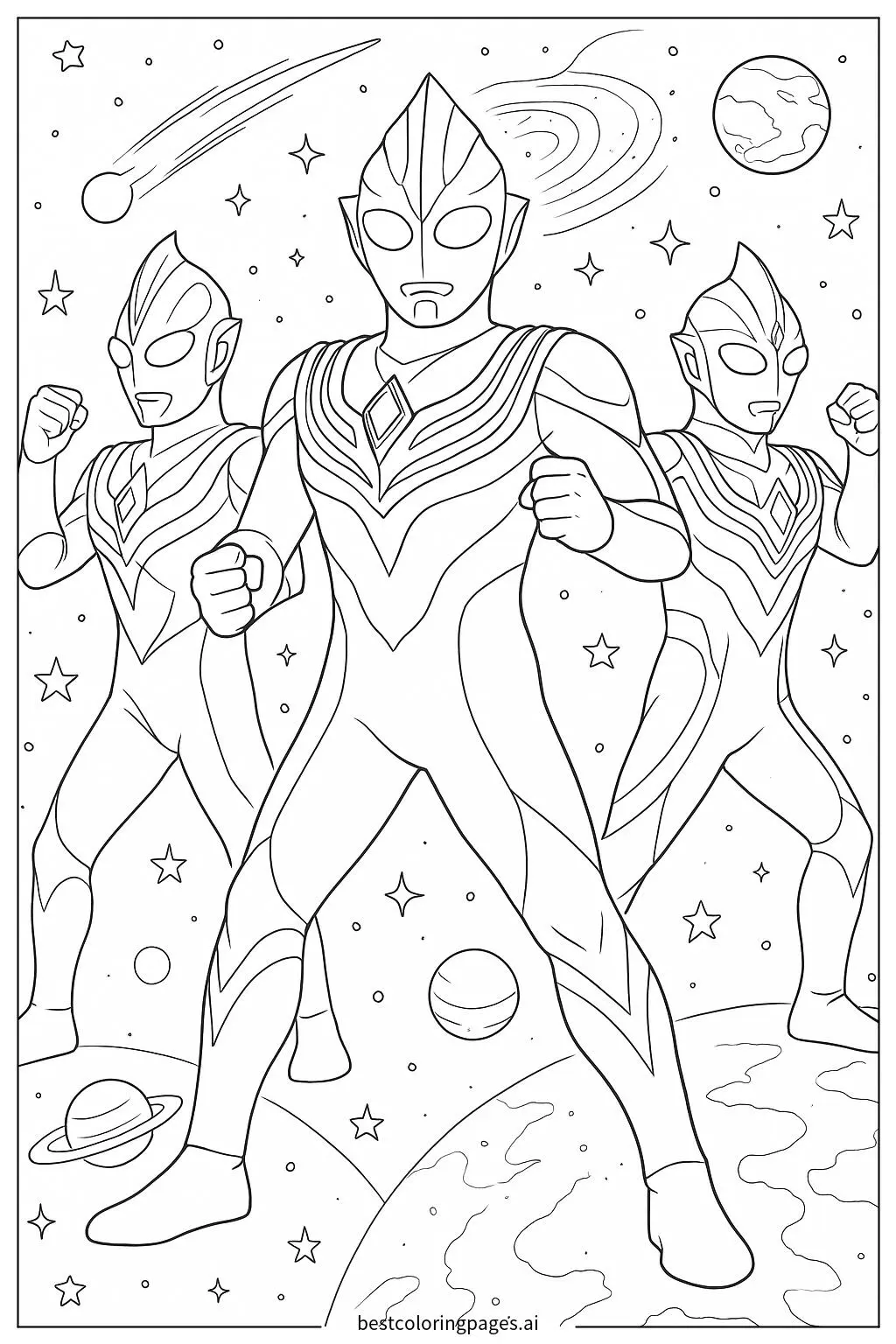 Ultraman Tiga and Fellow Heroes in a Galactic Adventure