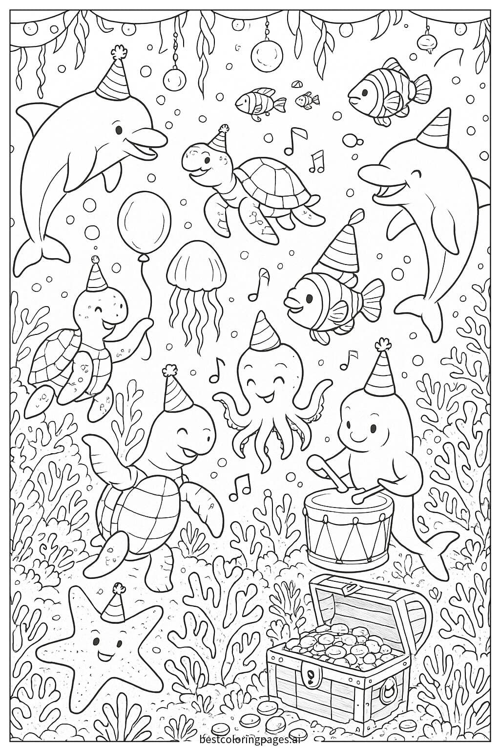 Underwater Celebration with Sea Creatures