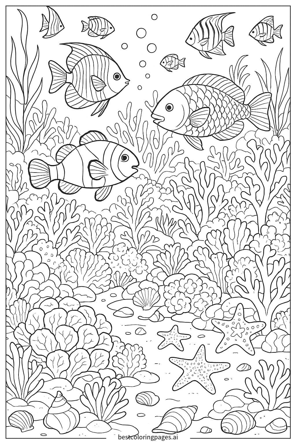 Vibrant Underwater Reef Adventure Coloring Page