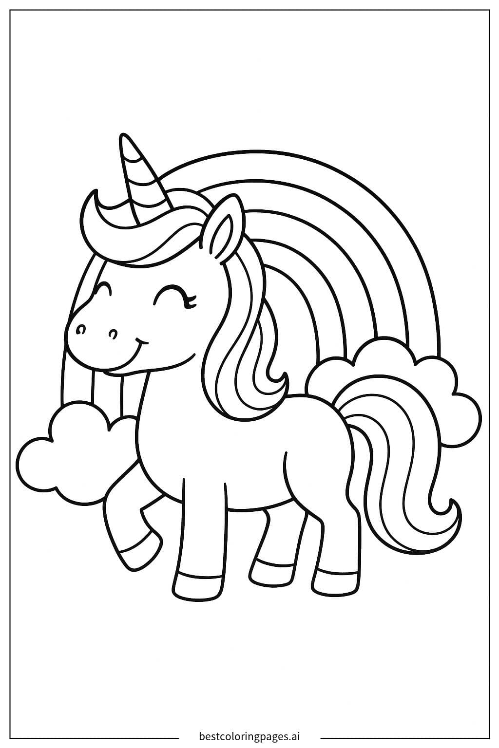 Unicorn with a Rainbow Background