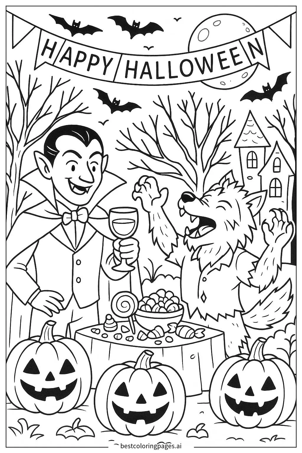 Vampir und Werwolf feiern eine Party