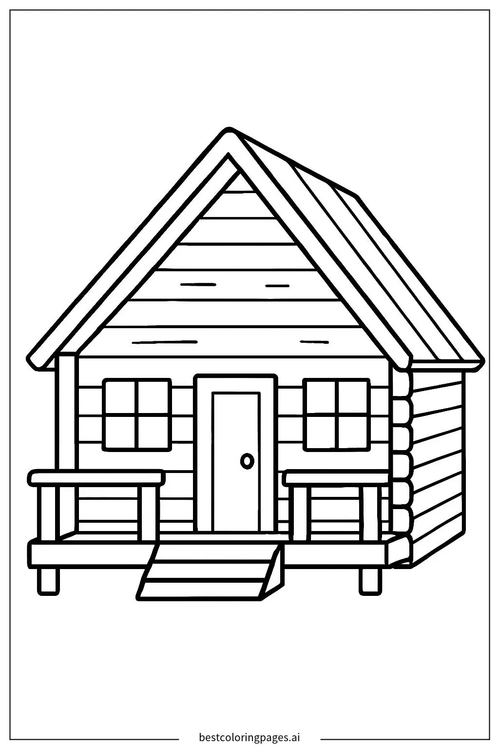 Cozy Wooden Cabin Coloring Page
