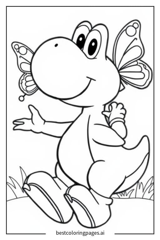 Yoshi and a Fluttering Butterfly