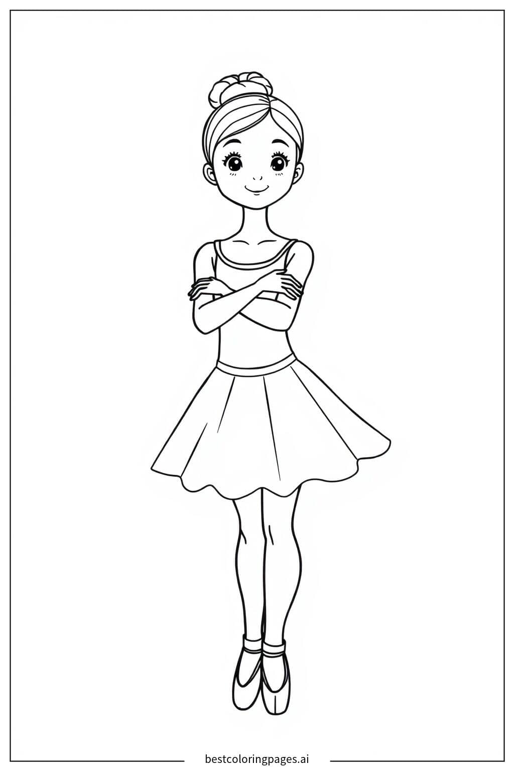 Graceful Young Ballerina in First Position Coloring Page