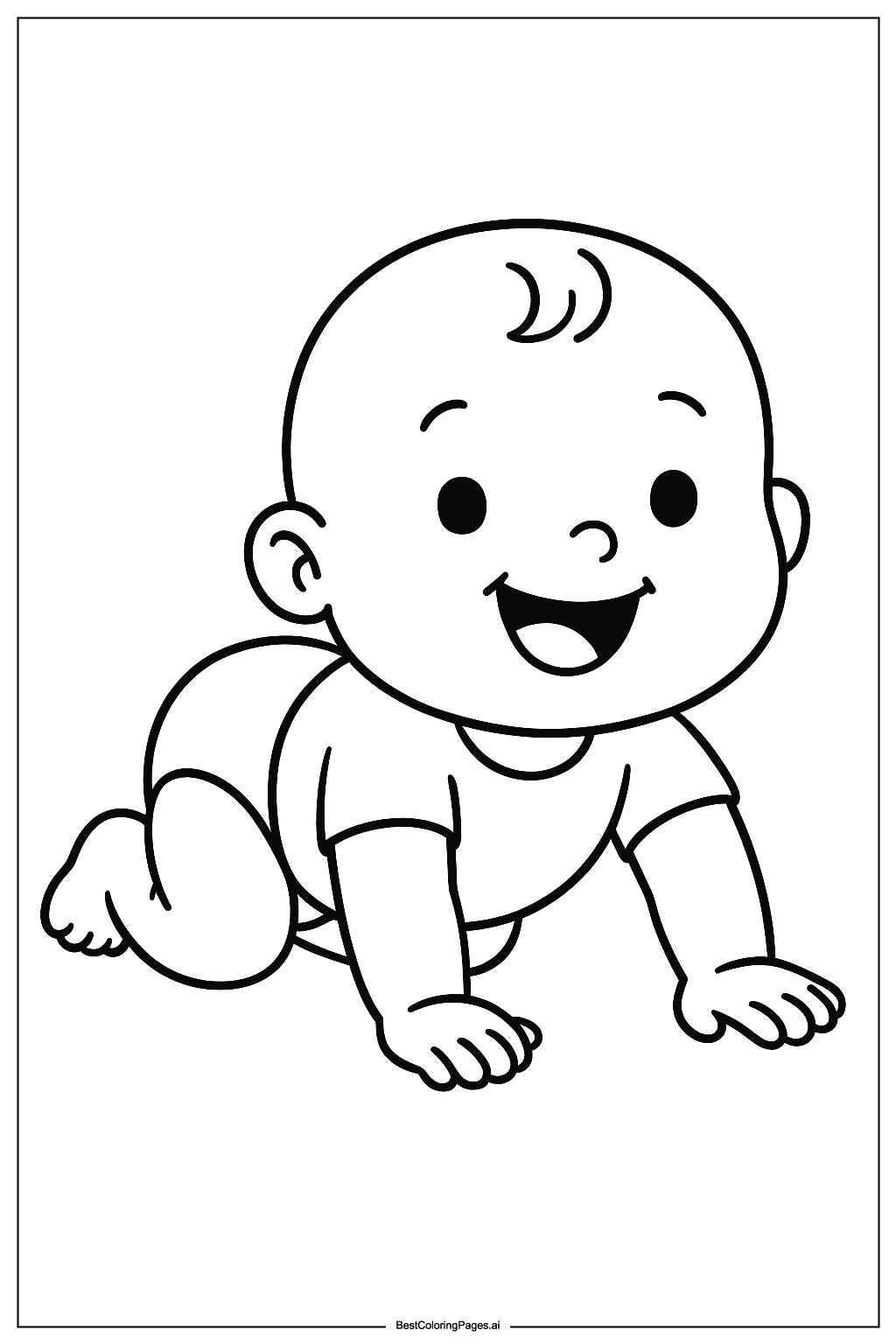 Bambino felice che gattona