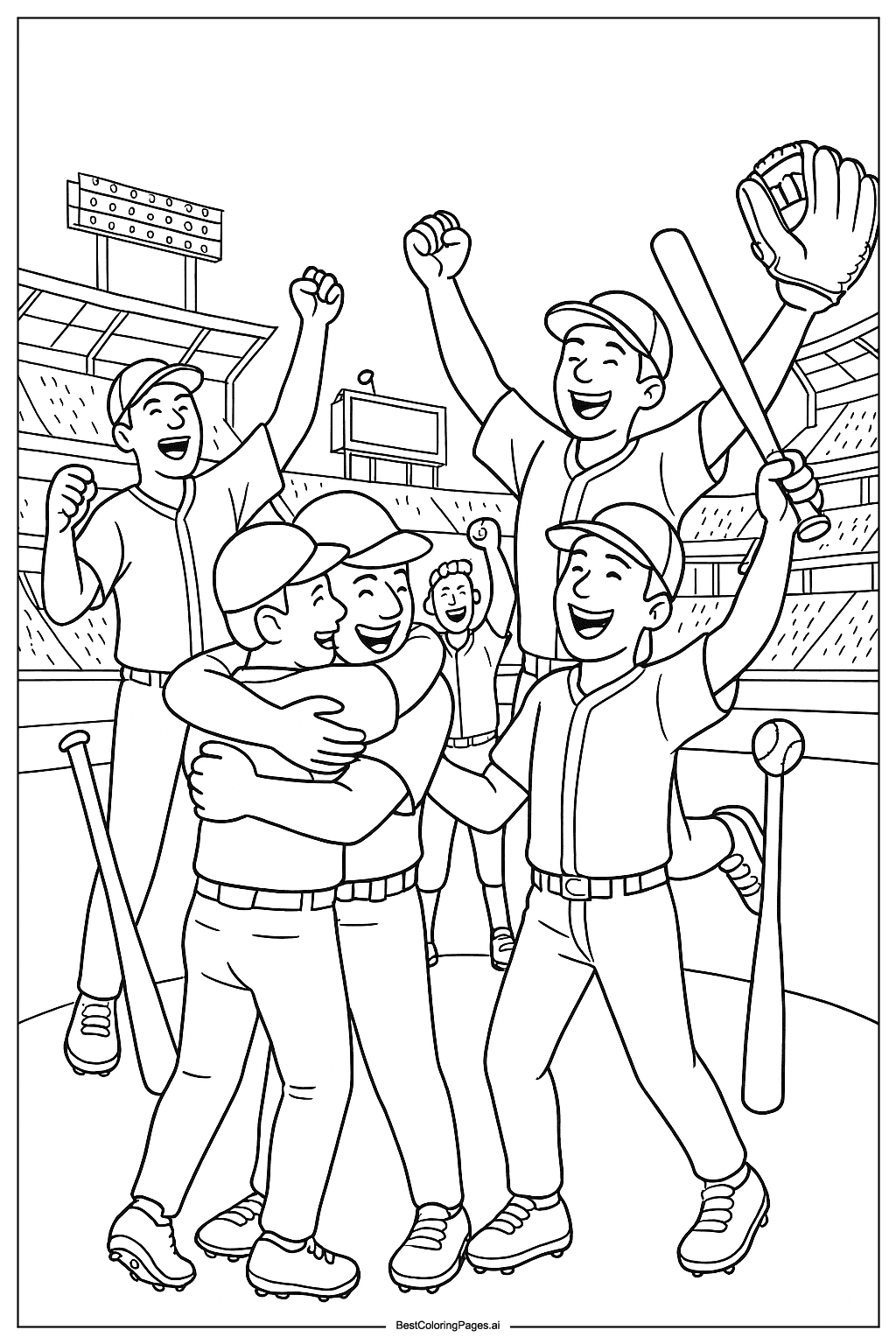 Baseball team celebrating victory