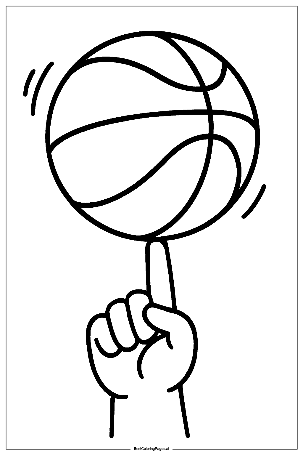 Basketball spinning on finger Coloring Page