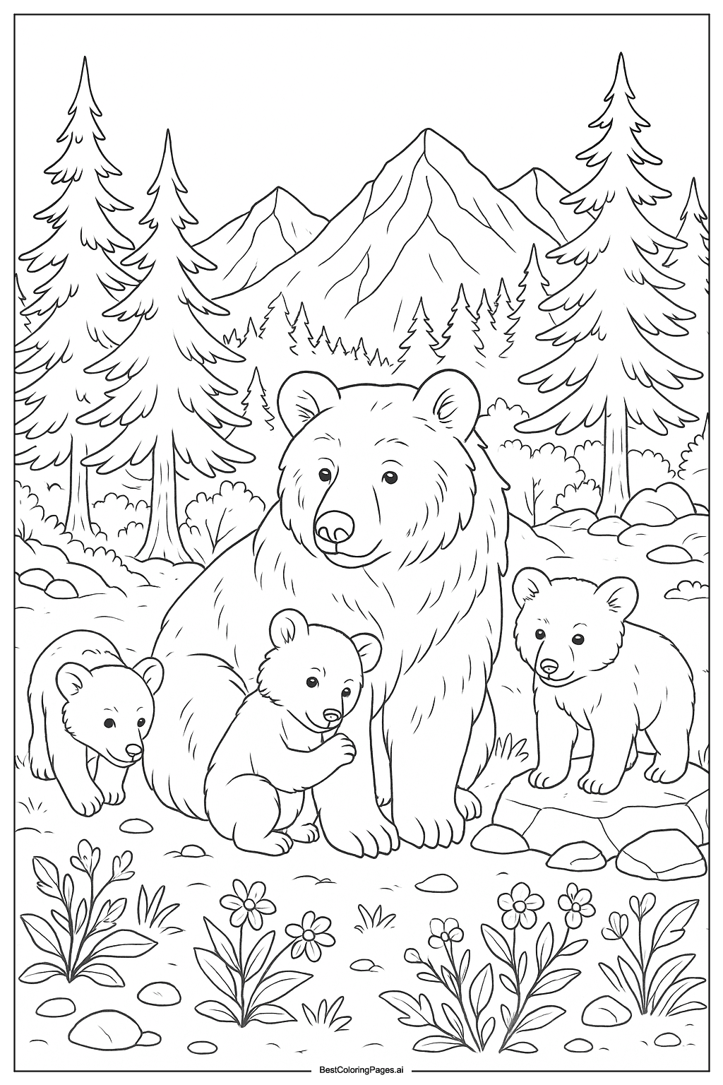 Bear family in mountain