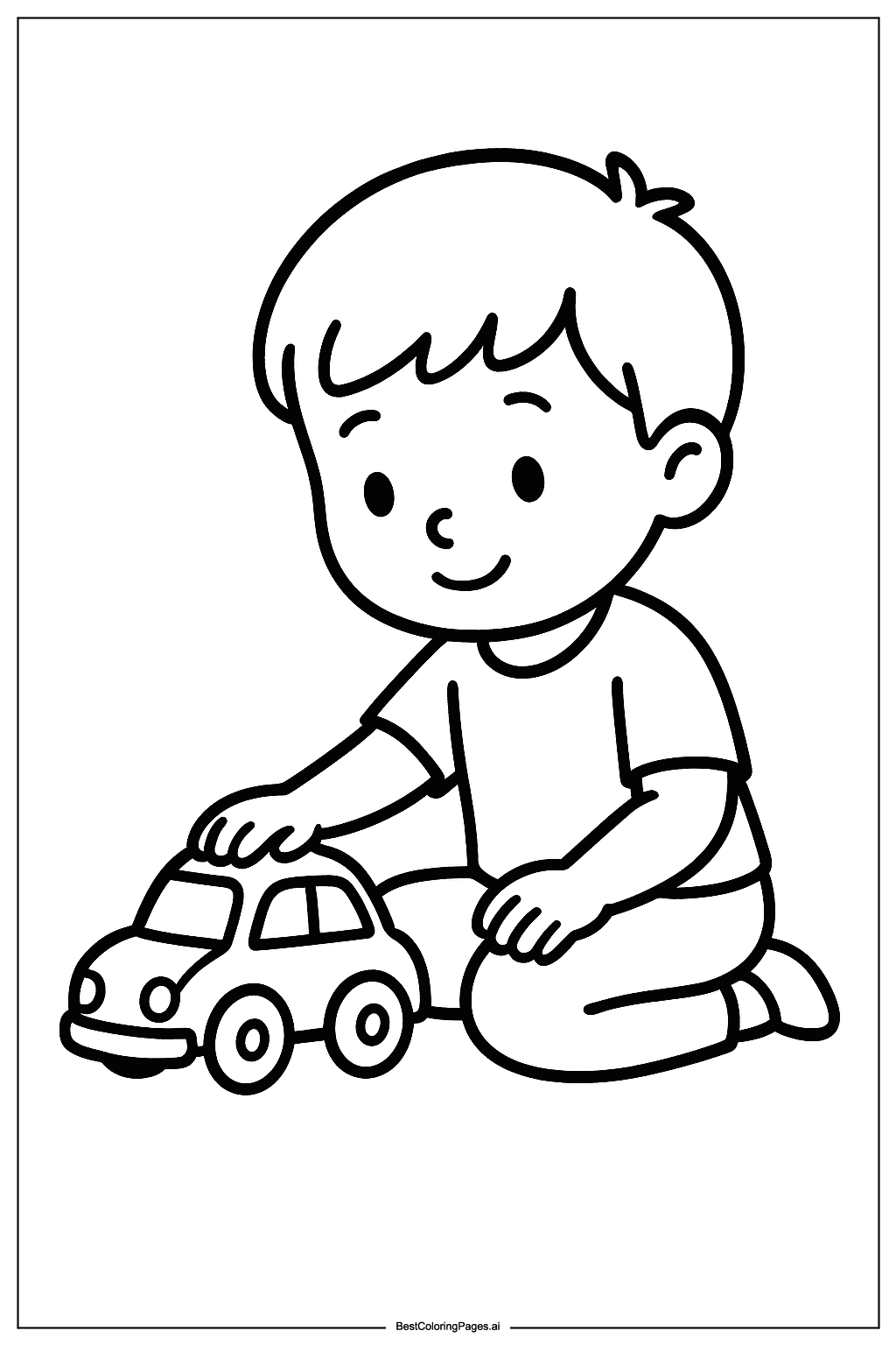 Junge spielt mit Spielzeugauto