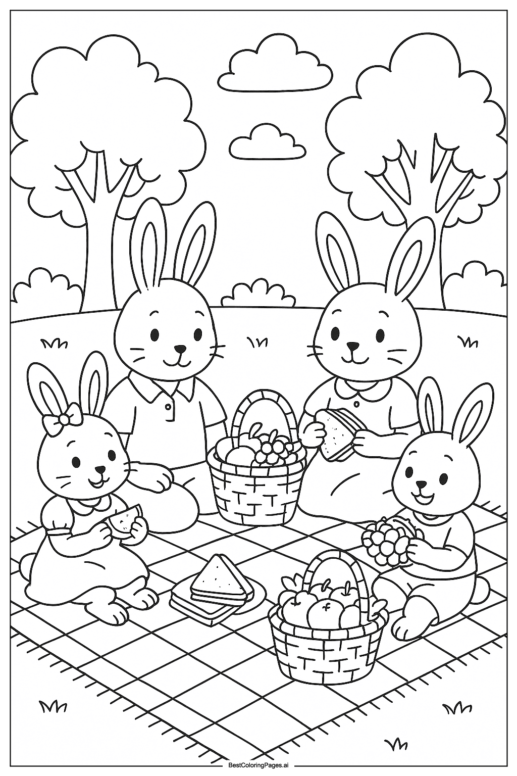 Bunny family having picnic