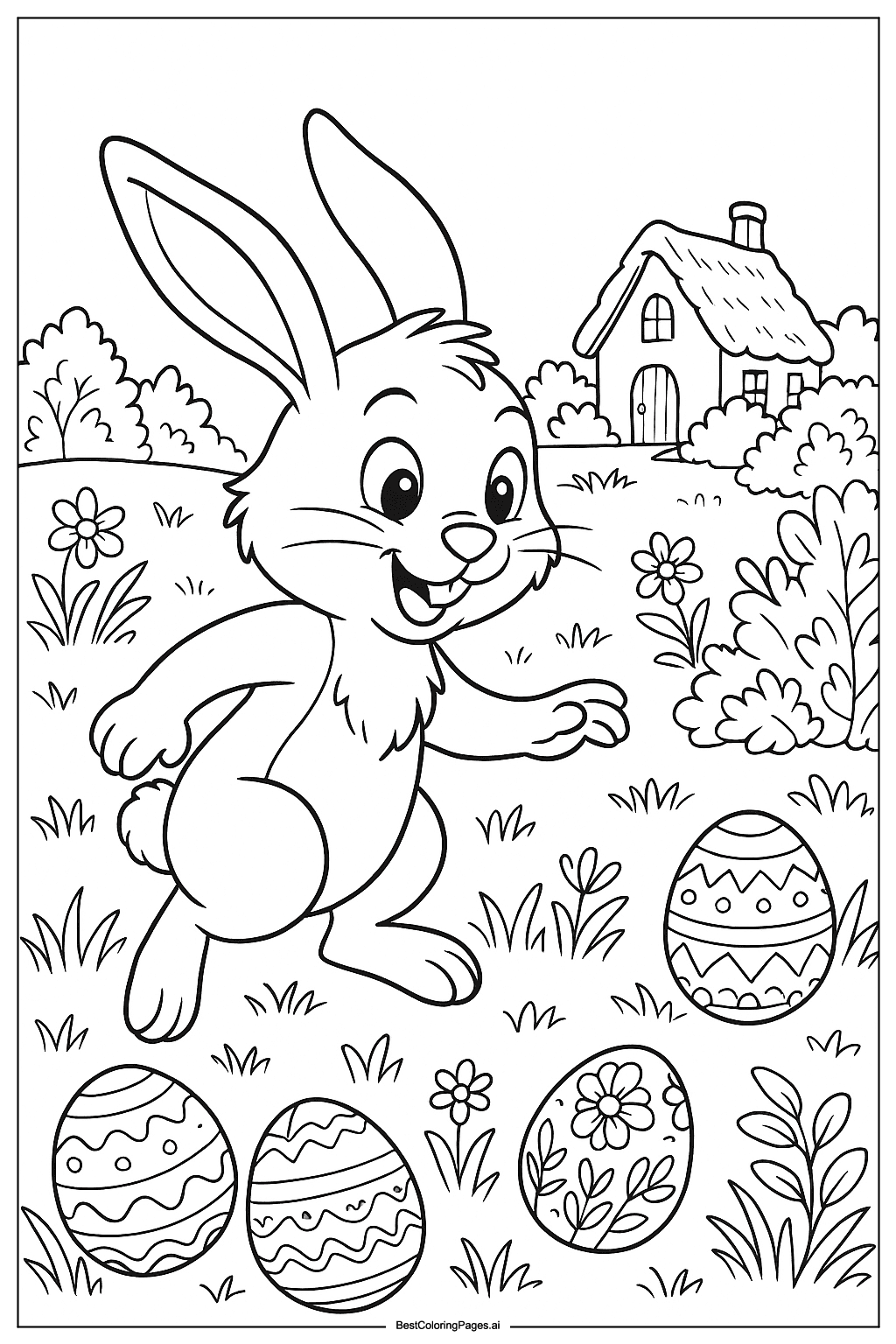 Bunny in Easter egg hunt