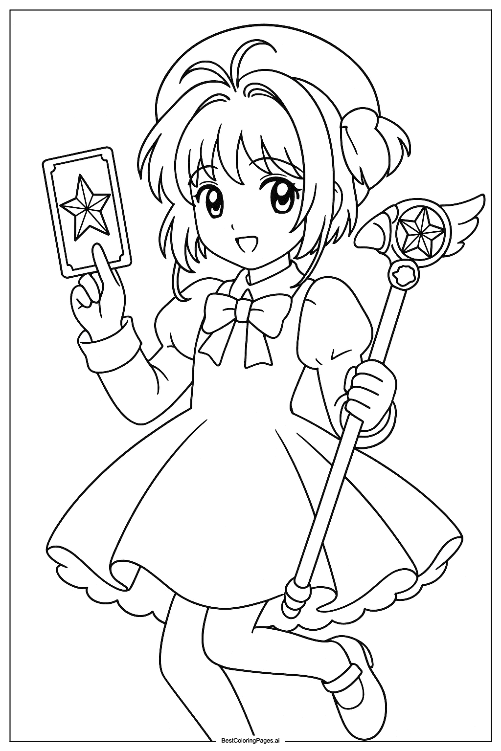 Cardcaptor Sakura holding Clow Card