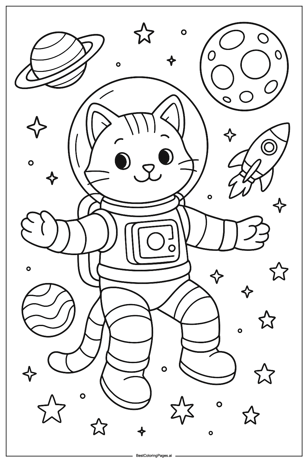 Cat astronaut in space