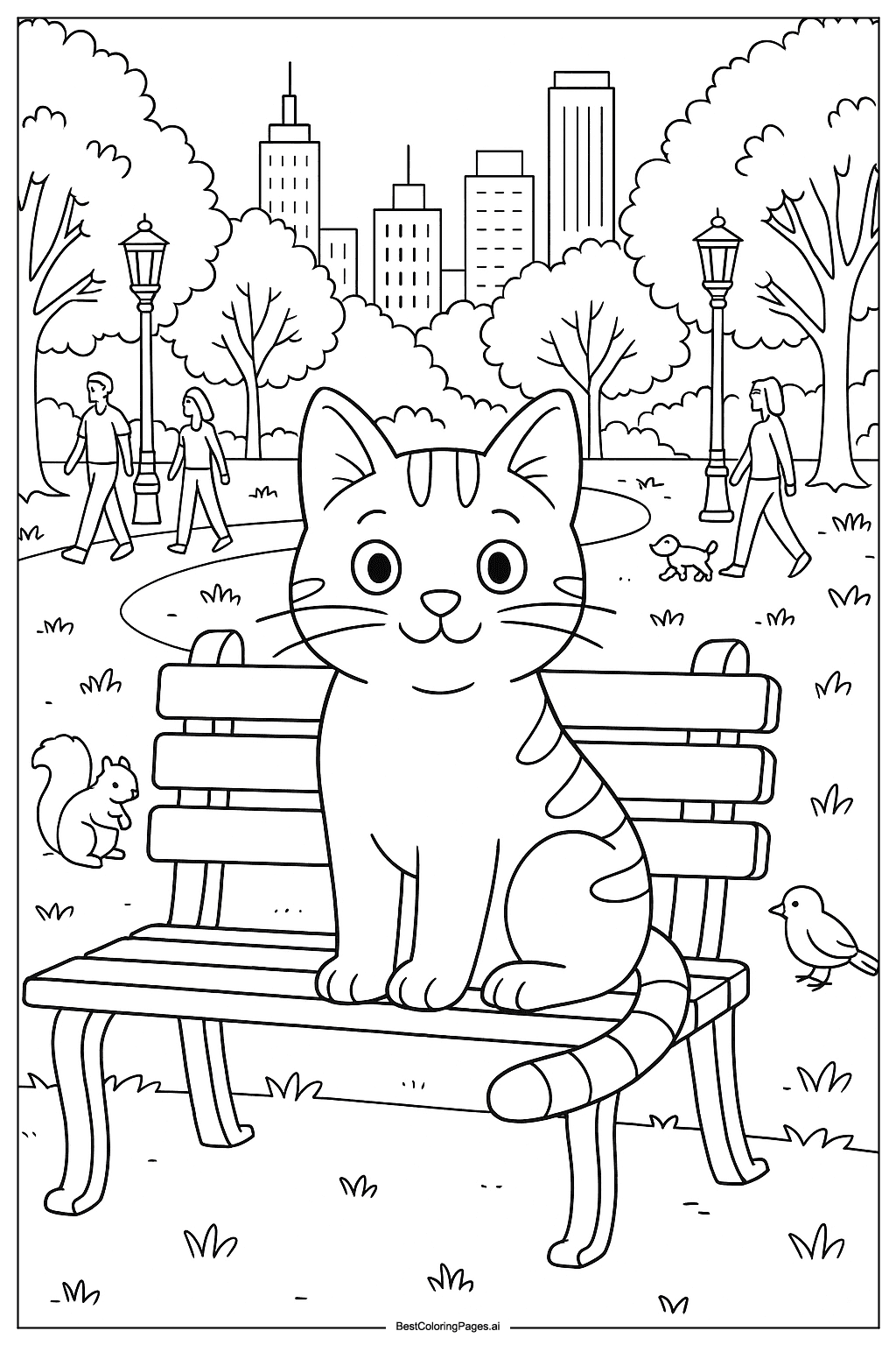 Cat in city park