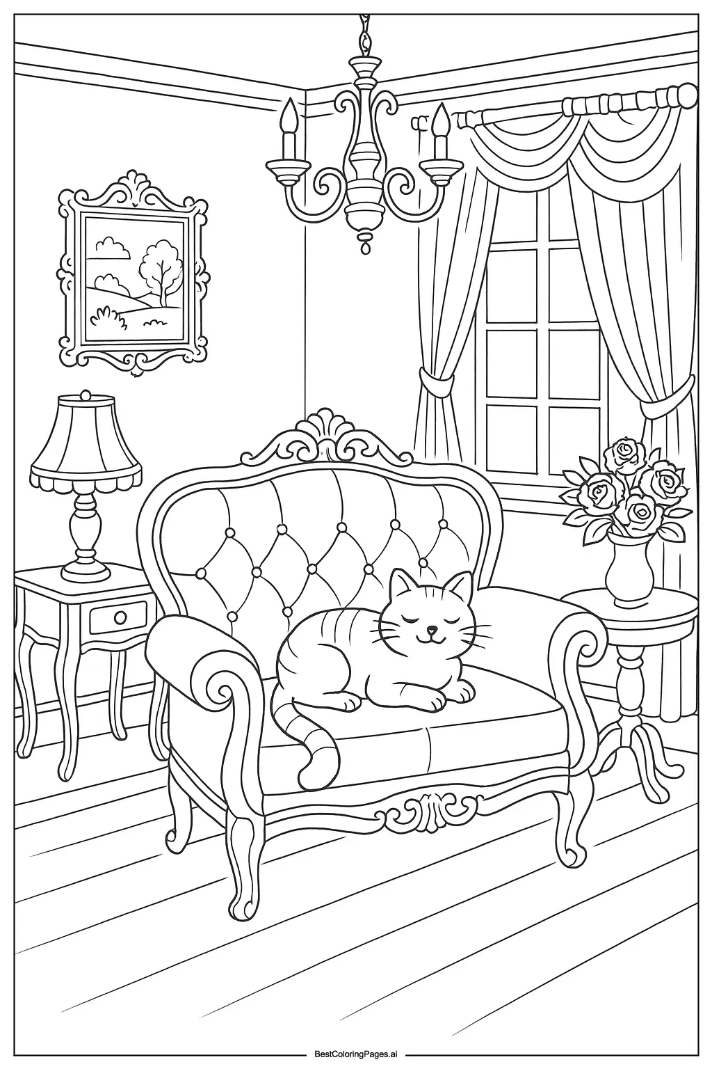 Cat in Victorian living room