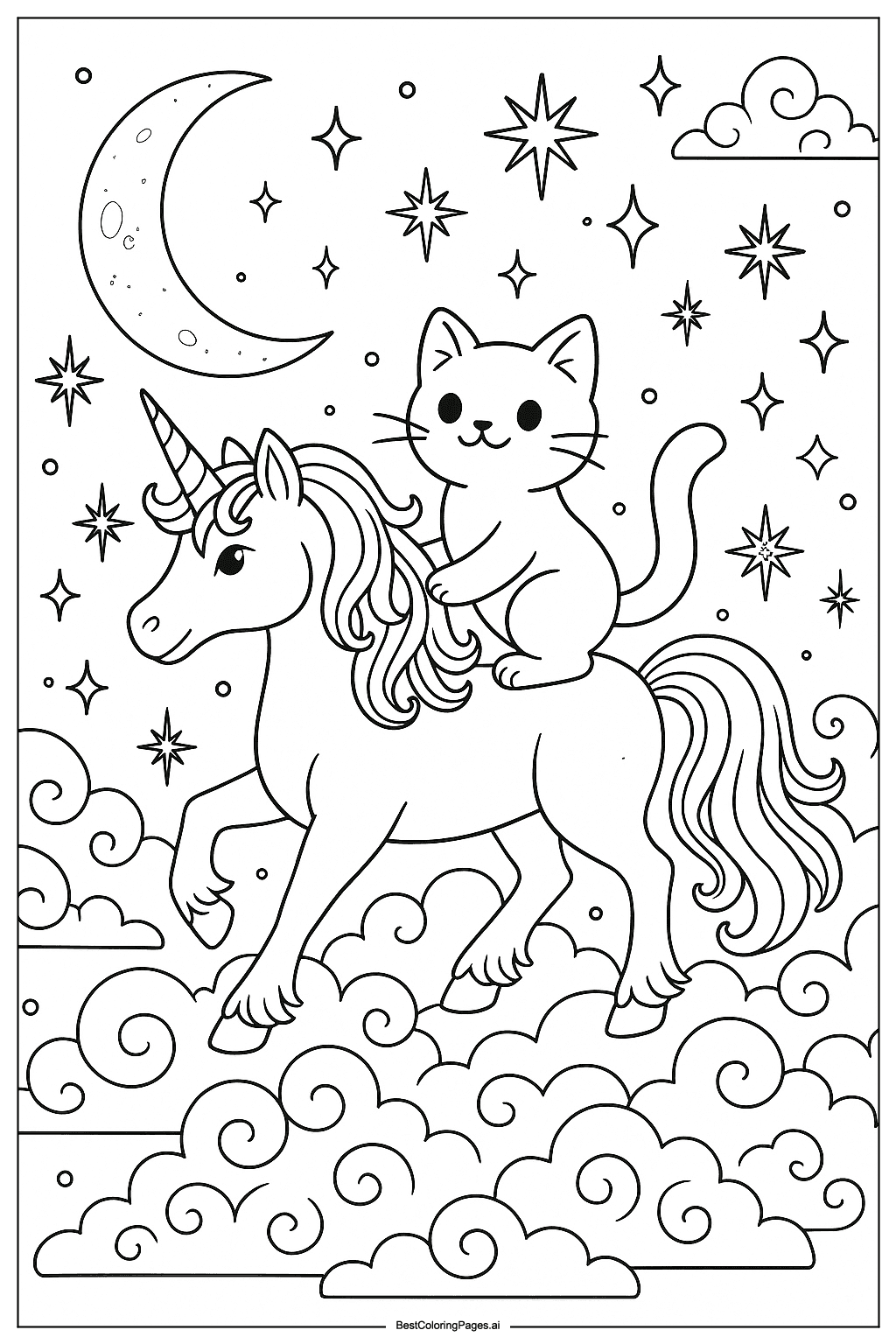 Cat riding unicorn