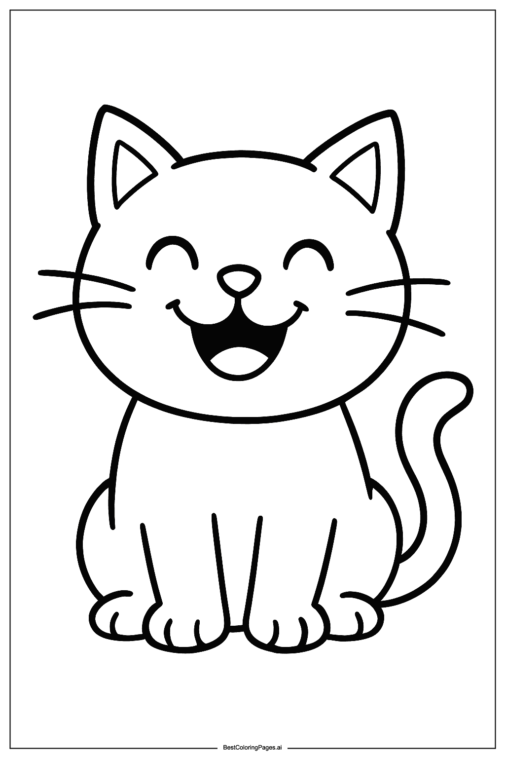 Desenhos de Gatinho Sorridente para Colorir