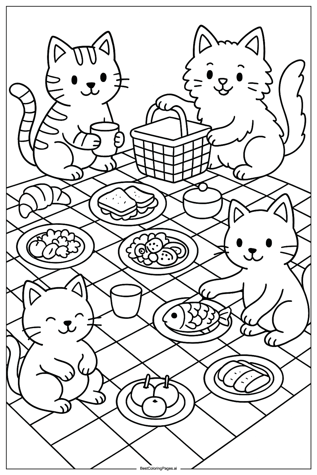 Cats having picnic
