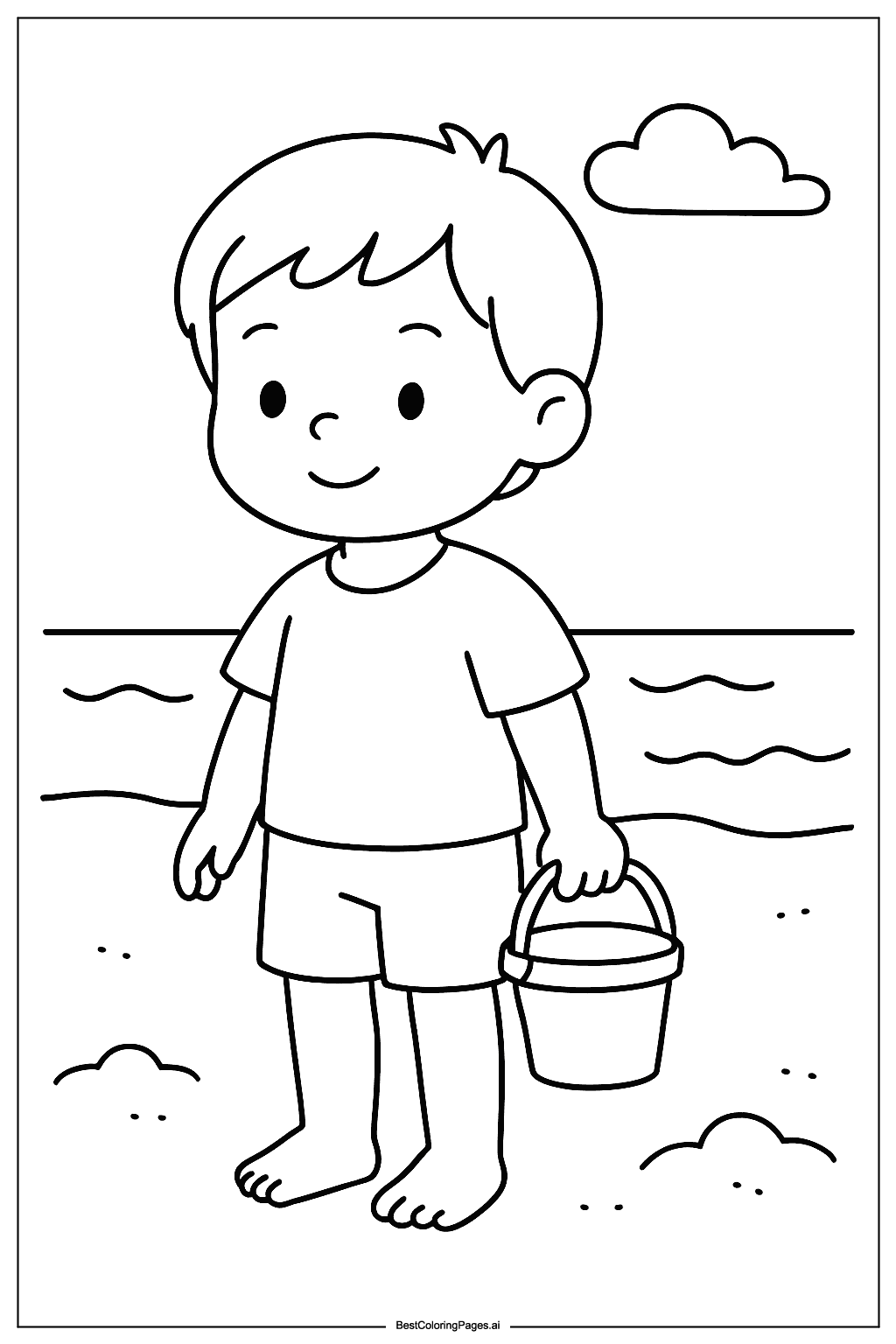 Child at beach Coloring Page