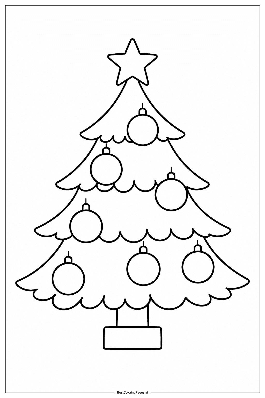 Christmas tree with round ornaments Coloring Page