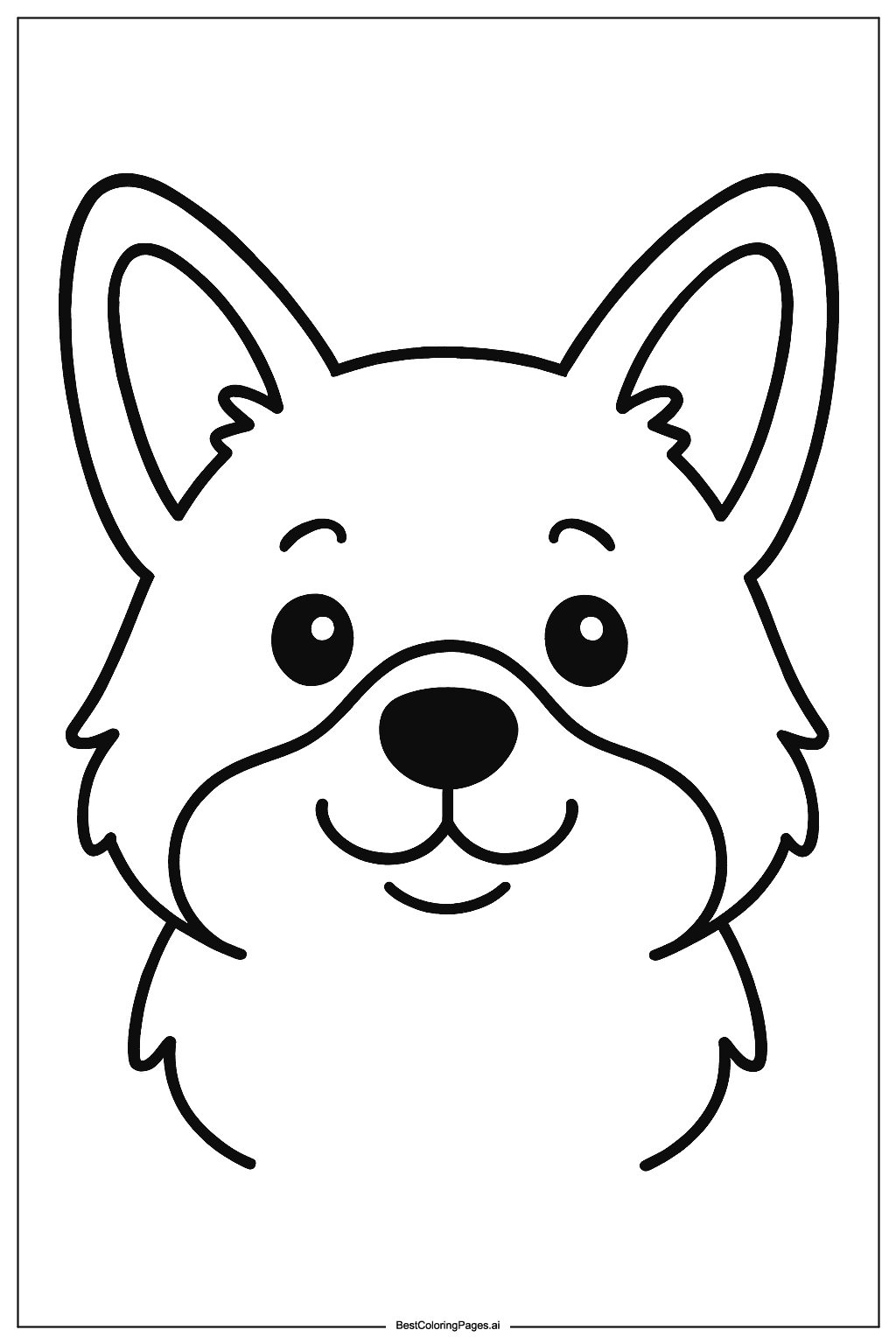 Corgi face closeup Coloring Page