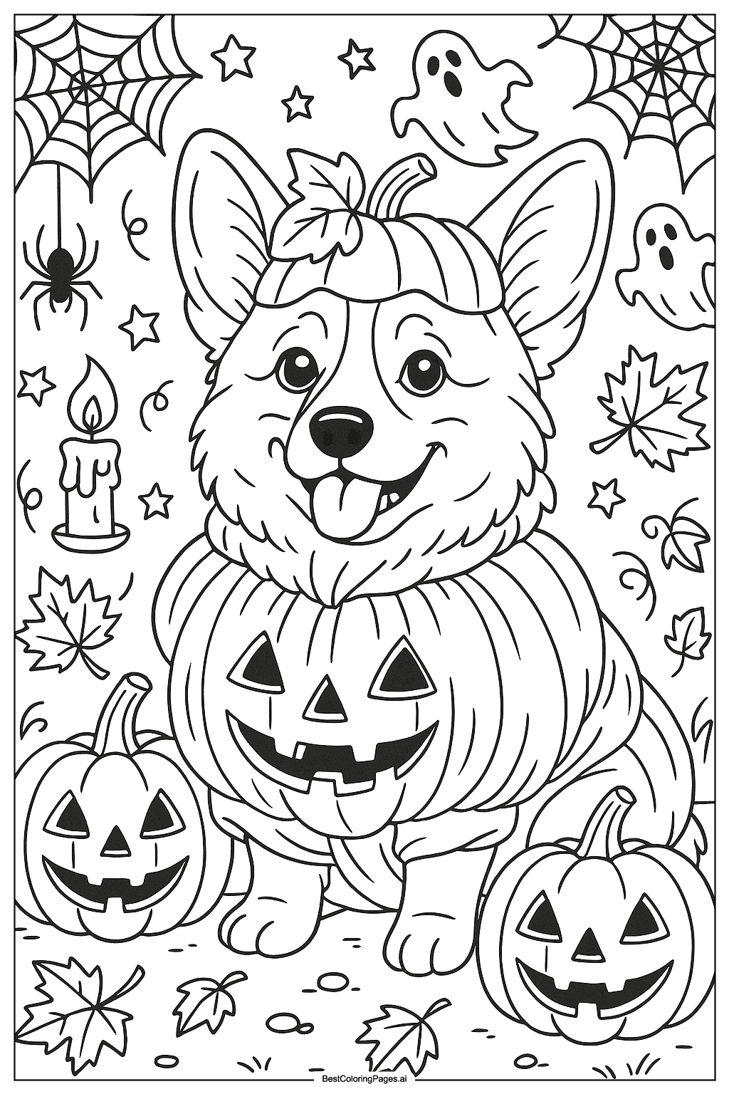 Corgi in a Halloween costume