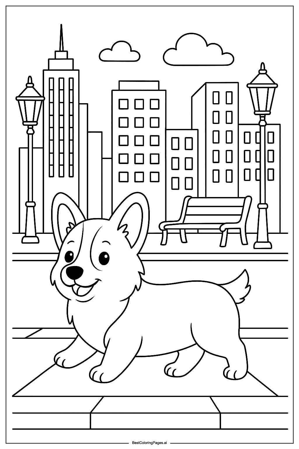 Corgi in the city