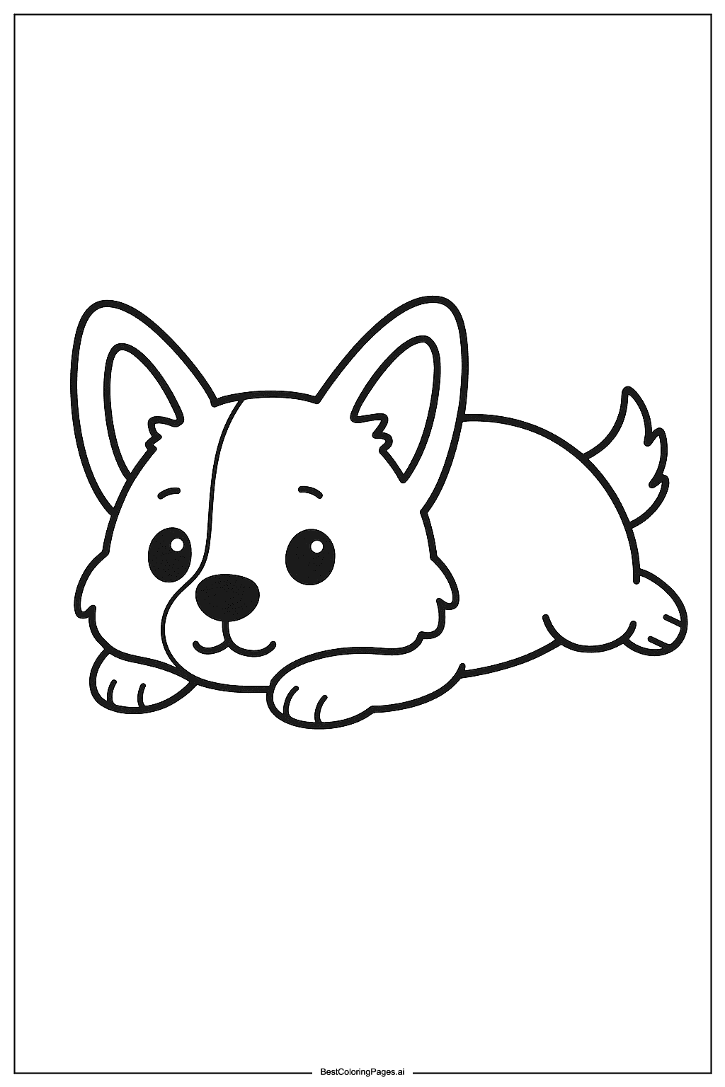 Corgi lying down Coloring Page