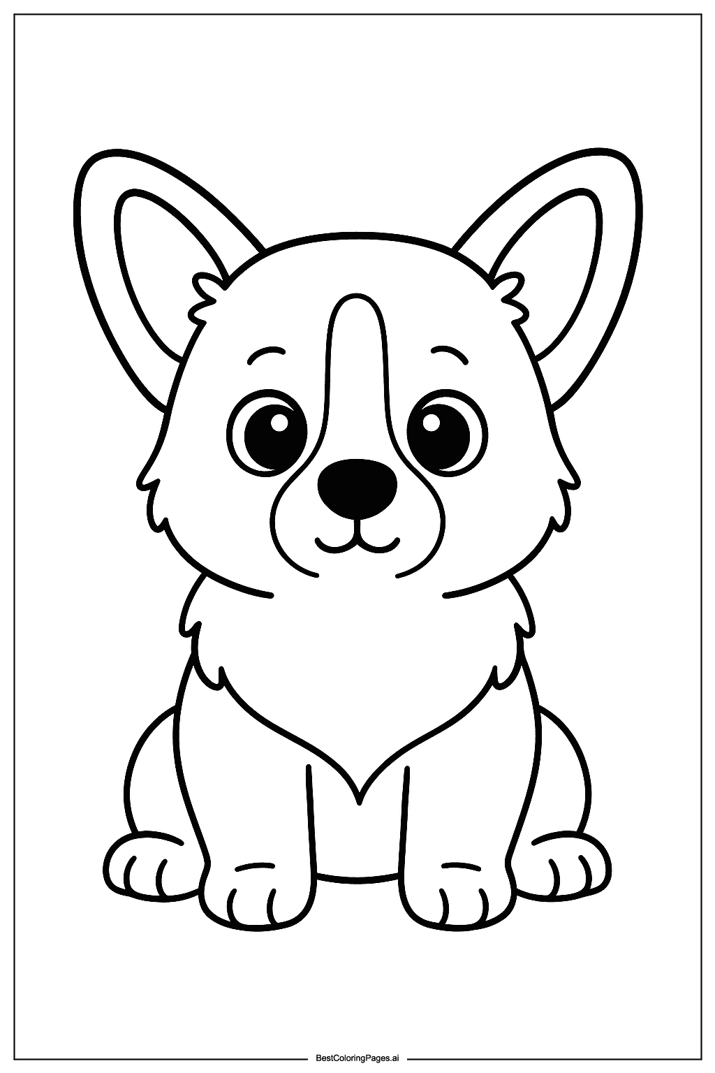 Corgi puppy sitting Coloring Page