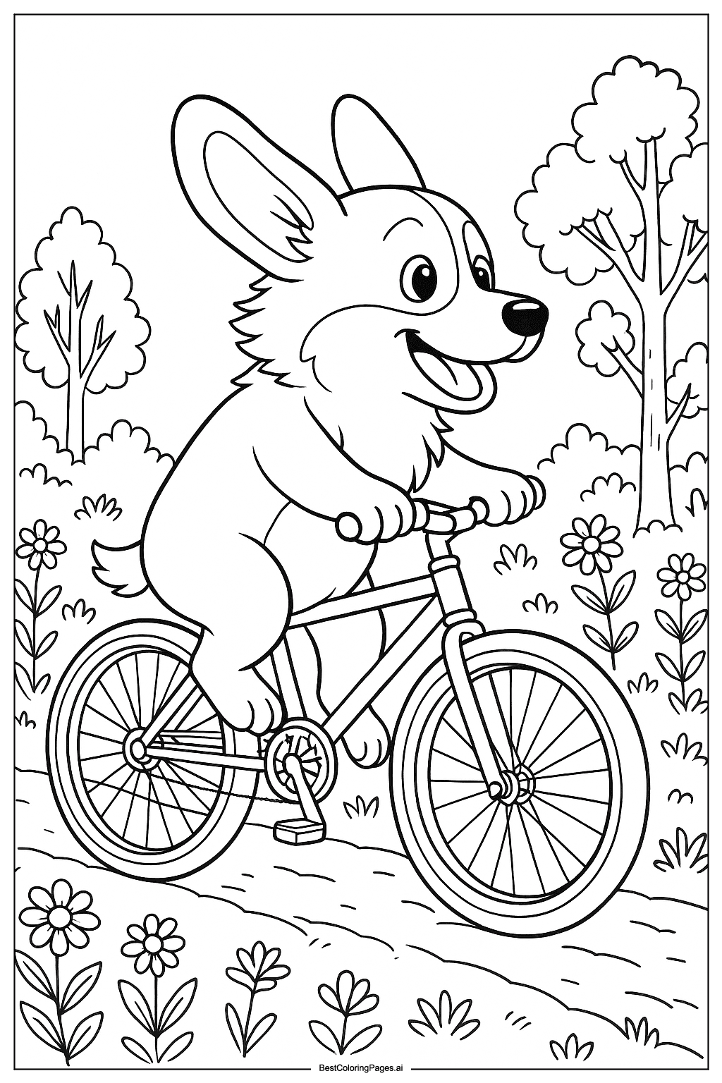 Corgi riding bicycle