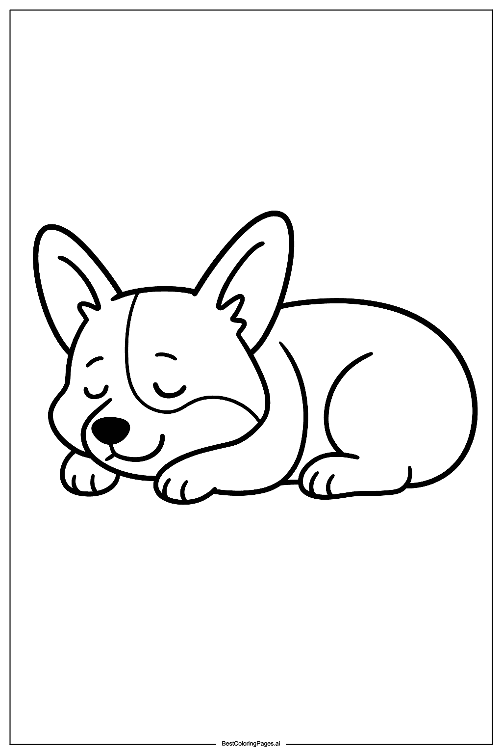 Corgi sleeping Coloring Page